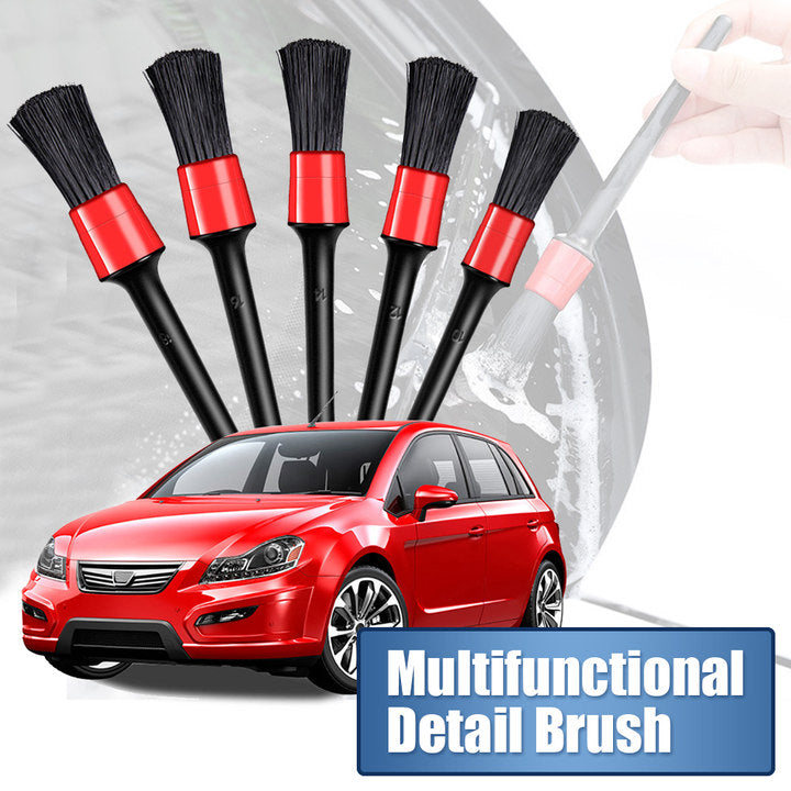 Car Detailing Brush Set — Soft Bristle Cleaning Brushes (5-Piece)
